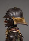 EXCEPTIONAL SET OF 2 EDO-PERIOD SUITS-OF-ARMOUR (YOROI), COMPLETE WITH 2 MATCHING FOLDING SCREENS (BYÔBU)