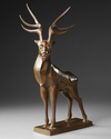 A JAPANESE LARGE BRONZE MUSCULAR STAG, TAISHO PERIOD (1912-1926)