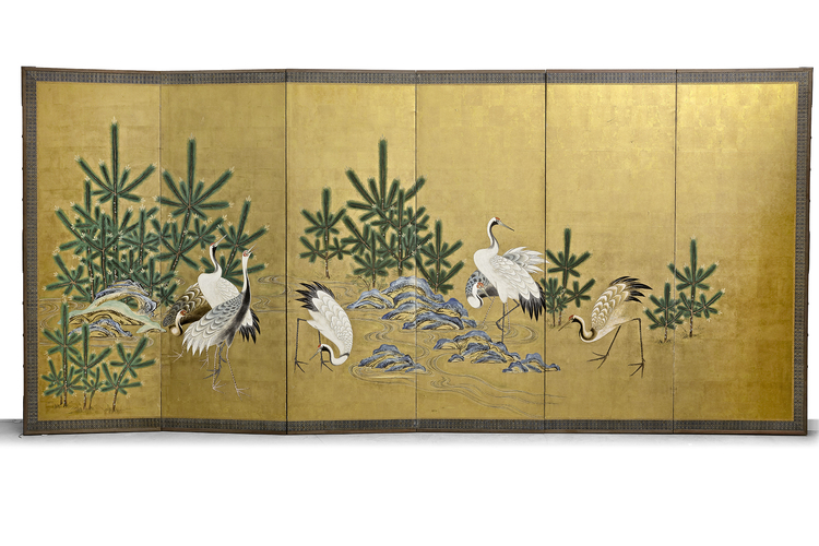 A JAPANESE SIX-PANEL BYŌBU SCREEN  LATE EDO PERIOD (1615–1868)