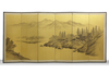 JAPANESE SIX-PANEL SCREEN WITH MOUNTAIN AND RIVER LANDSCAPE,MEIJI PERIOD (1868–1912)