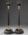 TWO STYLISH JAPANESE TEMPLE CANDLESTICKS, 19TH CENTURY