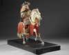 SAMURAI MOUNTED ATOP A WHITE HORSE, CIRCA 1900