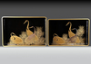 PAIR OF JAPANESE LACQUER TRAYS WITH CRANE DECORATION, MEIJI PERIOD (1868–1912)