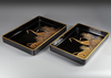 PAIR OF JAPANESE LACQUER TRAYS WITH CRANE DECORATION, MEIJI PERIOD (1868–1912)