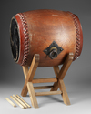 JAPANESE TAIKO DRUM WITH STAND,19TH CENTURY