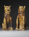 A JAPANESE SET OF TWO STONEWARE KOMAINU GUARDIAN DOGS, 19TH CENTURY