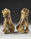 A JAPANESE SET OF TWO STONEWARE KOMAINU GUARDIAN DOGS, 19TH CENTURY