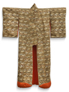 ELEGANT BROCADE KIMONO WITH VIBRANT ORANGE LINING, 20TH CENTURY