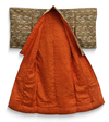 ELEGANT BROCADE KIMONO WITH VIBRANT ORANGE LINING, 20TH CENTURY