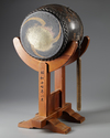 JAPANESE DRUM WITH STAND, 19TH CENTURY
