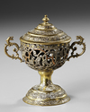 ISLAMIC BRONZE AND SILVER INCENSE BURNER, 19TH CENTURY