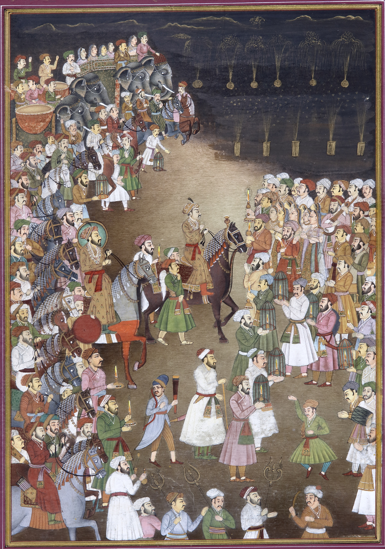 INDIAN MINIATURE PROCESSION SCENE, 19TH CENTURY