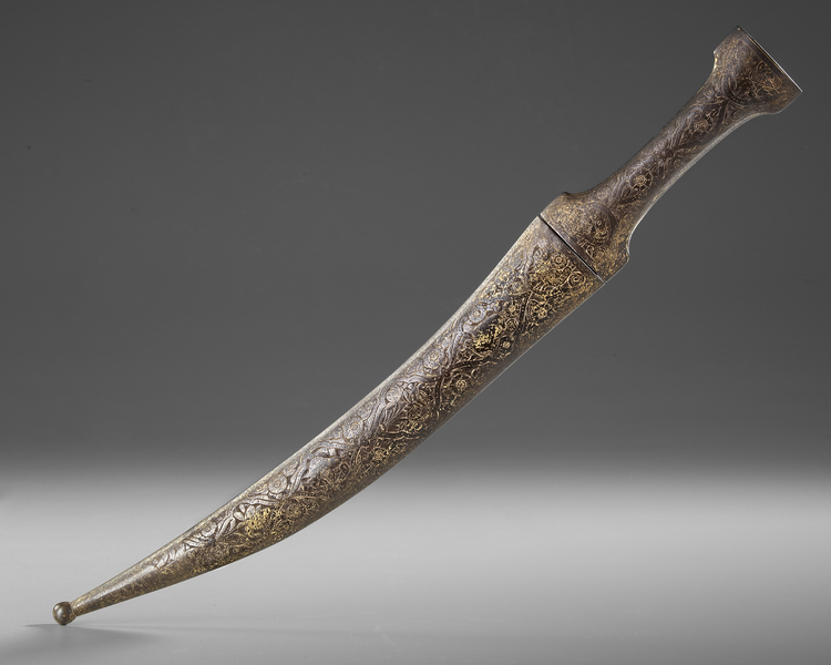 A PERSIAN GILT AND ENGRAVED STEEL DAGGER, EALRY ZAND DYANSTY 18TH CENTURY