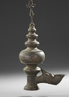 AN INDIAN TEMPLE BRONZE OIL LAMP,  DECCAN OR SOUTH INDIA, 16TH/17TH CENTURY