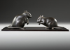 A PAIR OF JAPANESE OKIMONO OF BRONZE MOUSES