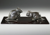 A PAIR OF JAPANESE OKIMONO OF BRONZE MOUSES