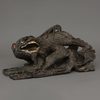 CHINESE WOODEN SCULPTURE DEPICTING A GUARDIAN LION