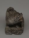 CHINESE WOODEN SCULPTURE DEPICTING A GUARDIAN LION