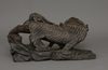 CHINESE WOODEN SCULPTURE DEPICTING A GUARDIAN LION