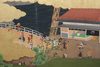 LARGE 6 PANEL SCREEN WITH GENRE PAINTING