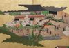 LARGE 6 PANEL SCREEN WITH GENRE PAINTING