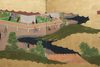LARGE 6 PANEL SCREEN WITH GENRE PAINTING