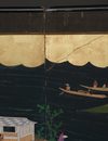LARGE 6 PANEL SCREEN WITH GENRE PAINTING