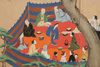 LARGE 6 PANEL BYOBU WITH GENRE PAINTING ON GOLD