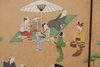 LARGE 6 PANEL BYOBU WITH GENRE PAINTING ON GOLD