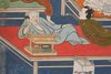 LARGE 6 PANEL BYOBU WITH GENRE PAINTING ON GOLD