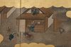 TALL 6-PANEL BYÔBU 屏風 (FOLDING SCREEN) WITH FÛZOKU-GA 風俗画 (GENRE PAINTING)