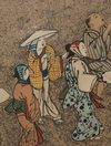 TALL 6-PANEL BYÔBU 屏風 (FOLDING SCREEN) WITH FÛZOKU-GA 風俗画 (GENRE PAINTING)
