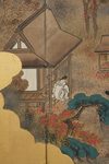 TALL 6-PANEL BYÔBU 屏風 (FOLDING SCREEN) WITH FÛZOKU-GA 風俗画 (GENRE PAINTING)