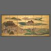 6 PANEL SCREEN WITH MOUNTAIN VILLAGE SCENE