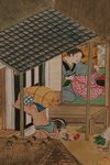 6 PANEL SCREEN WITH MOUNTAIN VILLAGE SCENE