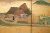 6 PANEL SCREEN WITH MOUNTAIN VILLAGE SCENE