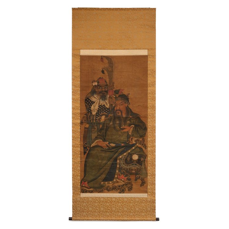 CHINESE POLYCHROME PAINTING GUAN YU