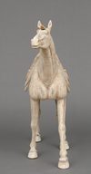 A PAIR OF LARGE CHINESE POTTERY TANG HORSES