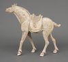A PAIR OF LARGE CHINESE POTTERY TANG HORSES