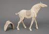 A PAIR OF LARGE CHINESE POTTERY TANG HORSES