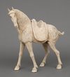 A PAIR OF LARGE CHINESE POTTERY TANG HORSES