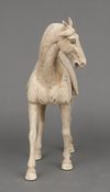 A PAIR OF LARGE CHINESE POTTERY TANG HORSES