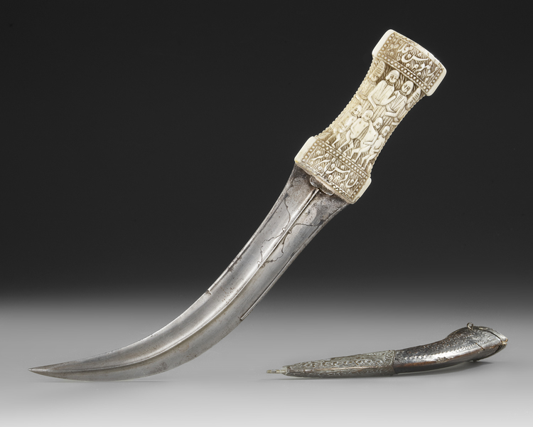 A PERSIAN  BONE -HILTED- DAGGER 19TH CENTURY