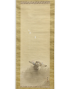JAPANESE SCROLL PAINTING – TRAVELERS WITH HORSE