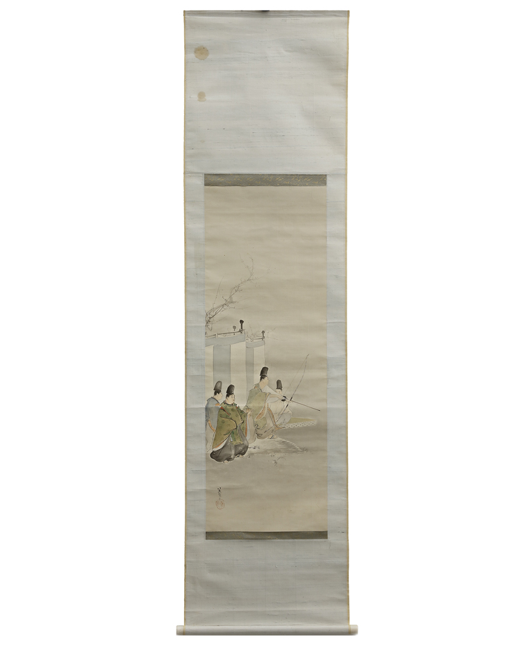 JAPANESE SCROLL PAINTING – COURT ARCHERY SCENE
