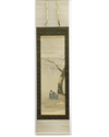 JAPANESE SCROLL PAINTING – SAMURAI UNDER CHERRY BLOSSOMS