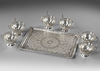 A TEASET ON A SILVER TRAY, 20TH CENTURY