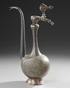 A PERSIAN BRASS AFTABA WATER PITCHER / EWER, 19TH CENTURY