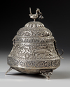 AN OTTOMAN REPOUSSE SILVER INCENSE BURNER, TURKEY, 19TH CENTURY