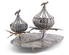 AN OTTOMAN SILVER INCENSE BURNER WITH PEAR-SHAPED BOXES